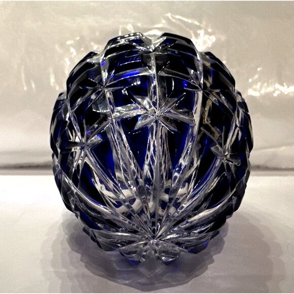 Magda Nemeth Cobalt Blue Crystal Decorative Egg 4" Hand Signed and Numbered VTG - Picture 5 of 6